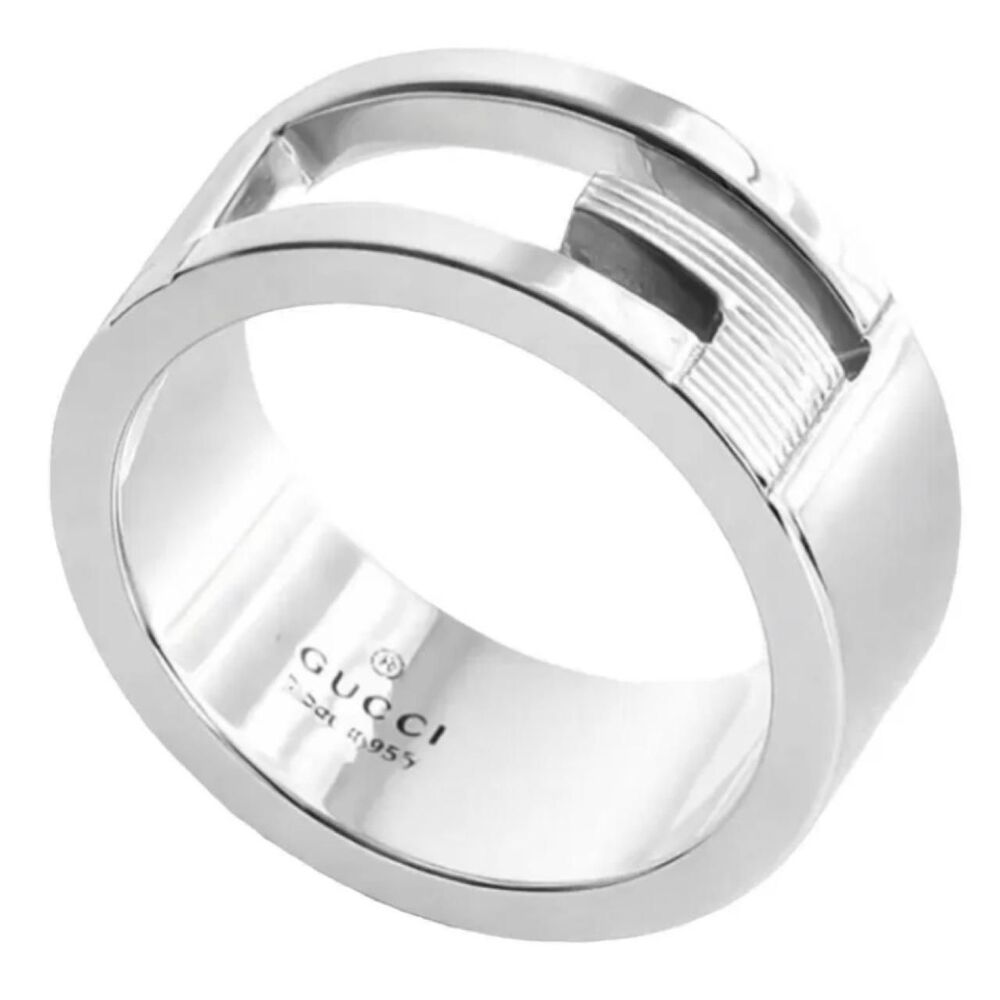 Gucci Sterling Silver G-Cutout Ring Size US 6, 925 Silver